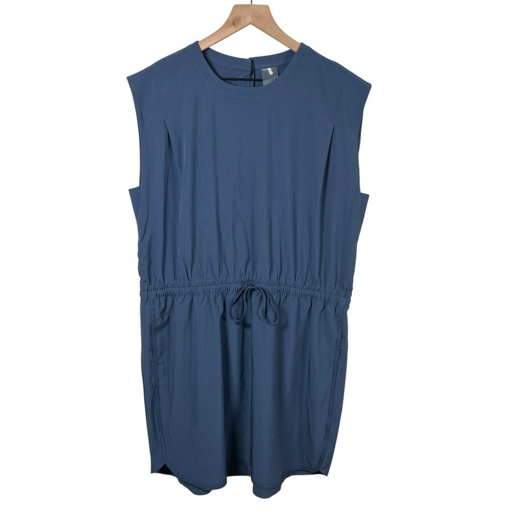 Calia Womens XL Blue Elastic Waist Sleeveless Athletic Dress‎ Pockets Round Hem